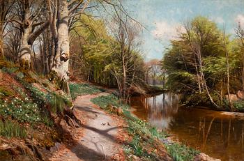 163. Peder Mork Mönsted, Spring landscape with water.