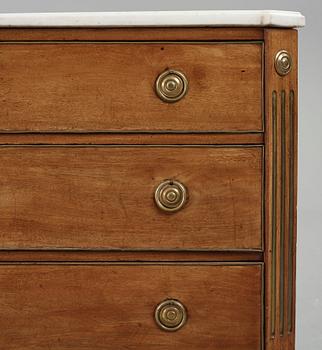 A late Gustavian mahogany and gilt-brass mounted commode, Stockholm, late 18th century.