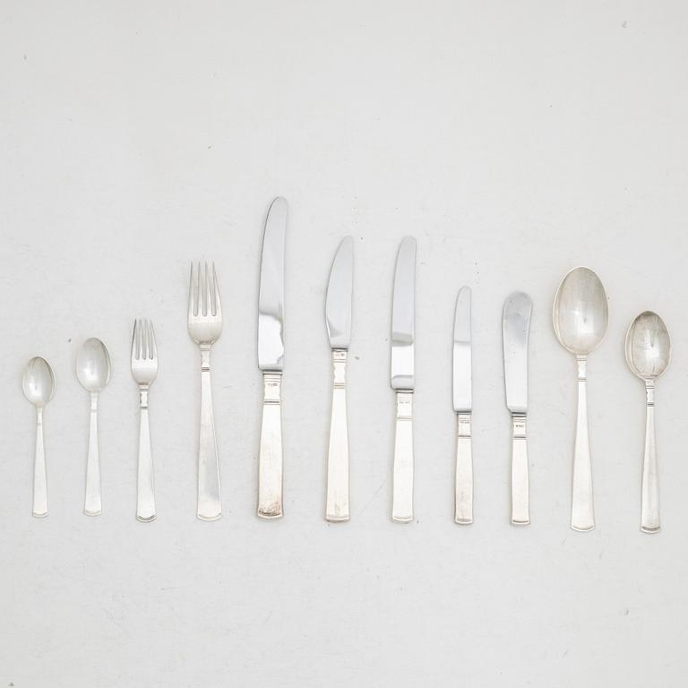 Jacob Ängman, A swedish silver cutlery set, 'Rosenholm', GAB, Stockholm (63 pieces).