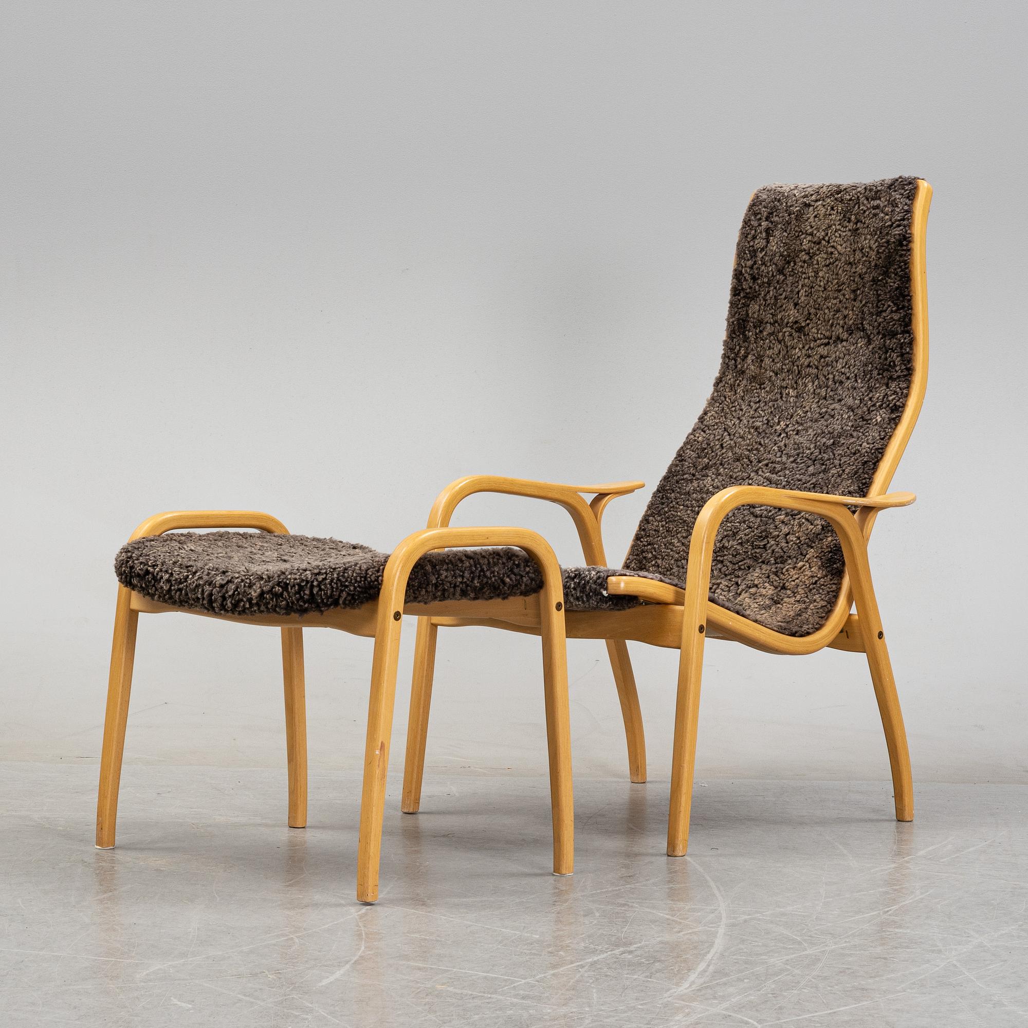 A 'Lamino' easy chair and stool by Yngve Ekström for Swedese, designed 1957.