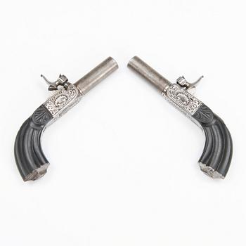 A pair of mid 19th Century Belgian percussion pistols.