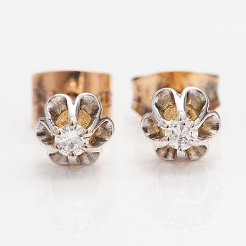 Korvakorupari, 14K kultaa, timantteja n. 0.08 ct yht.