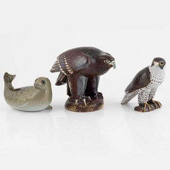 Lisa Larson, a set of three figurines for NK, Nordiska Kompaniet in collaboration with WWF, Gustavsberg.