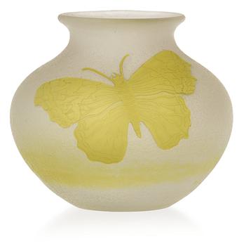 A Karl Lindeberg Art Nouveau cameo glass vase, Kosta, Sweden.