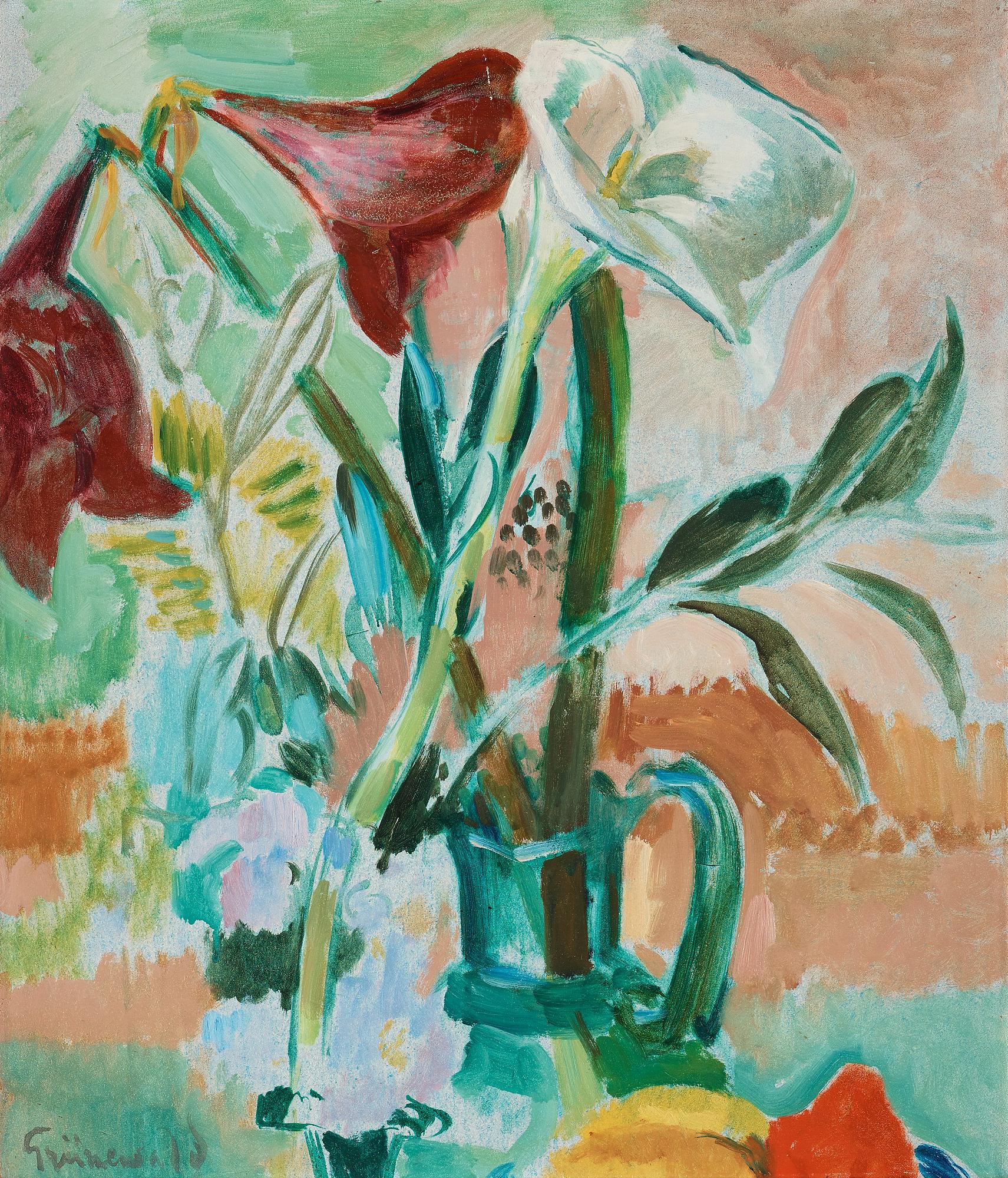 Isaac Grünewald, Stilleben med amaryllis.