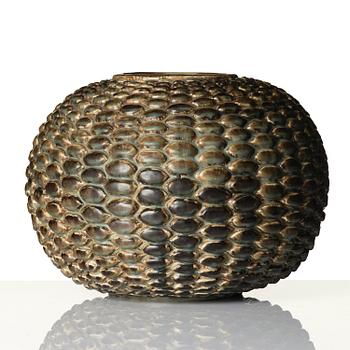 Axel Salto, a stoneware vase in the "budding" style, Royal Copenhagen, Denmark, 1940s-50s.