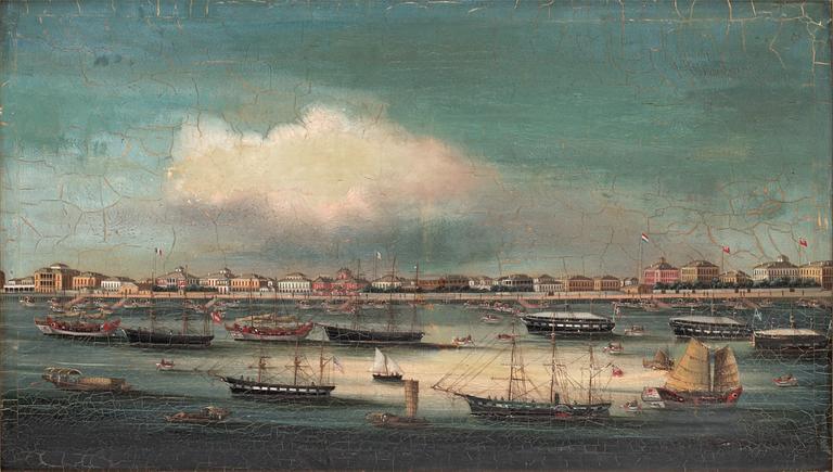 OKÄND KONSTNÄR, olja på duk. Qing dynastin, 1800-tal.