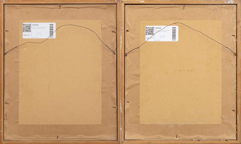 Esaias Thorén, two drawings, signed -34 & -44.