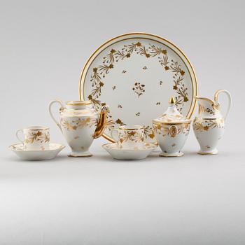 FRUKOSTSERVIS, porslin, 6 delar, Meissenliknande märke, 1800-talets första hälft.
