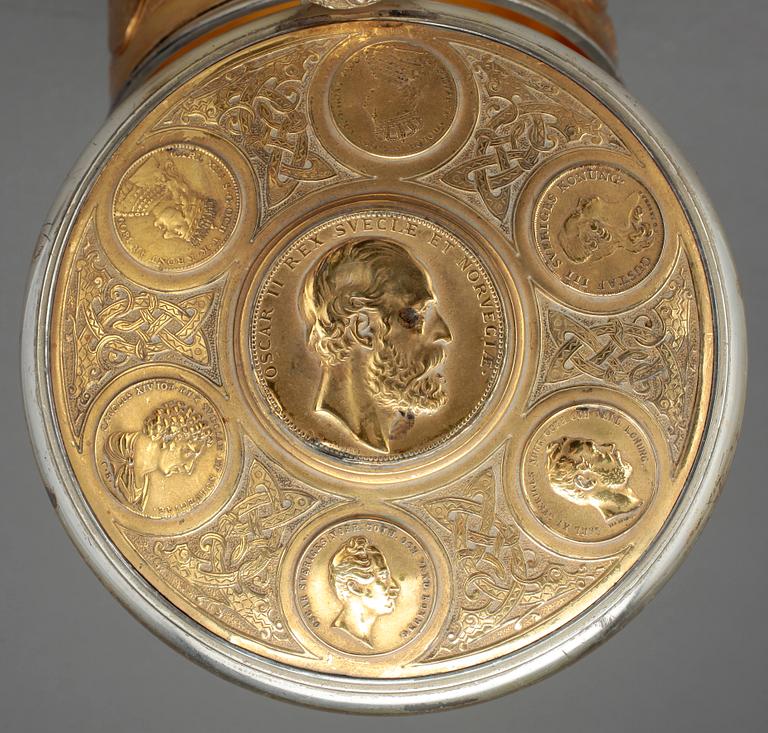 DRYCKESKANNA, nysilver, barockstil, GAB, Stockholm, sannolikt tidigt 1900-tal.