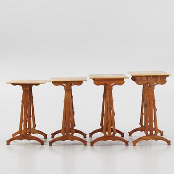 Emile Gallé, nesting tables, four parts, Nancy, France.