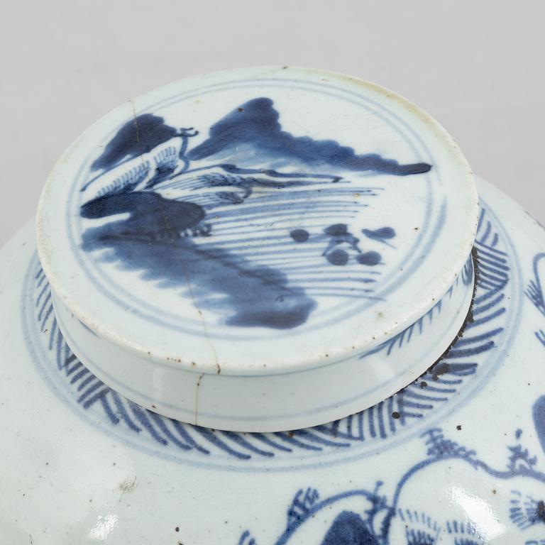 A porcelain ginger jar with cover, China, 19th century.