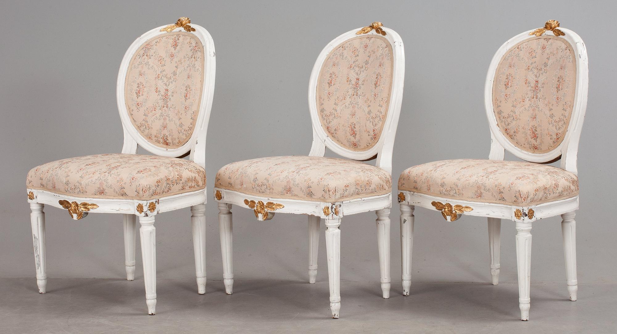 STOLAR, 3 st, gustavianska stockholmsarbeten, 1700-talets slut.