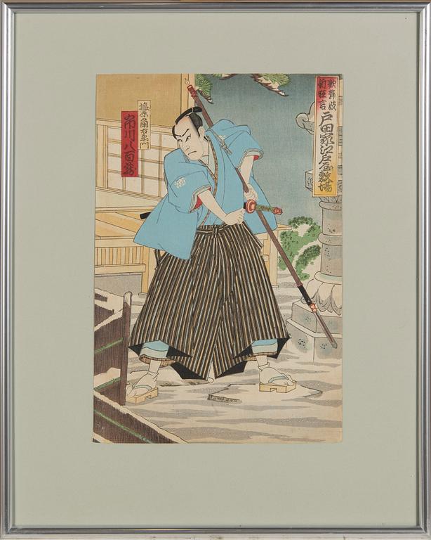 Utagawa Kunisada (Toyokuni III), Utagawa Kunisada, six woodblock prints, Kabuki actors.