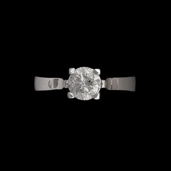 RING, enstensring, 14k vitguld med briljantslipad diamant ca0,92ct. Tot vikt 3,2g.