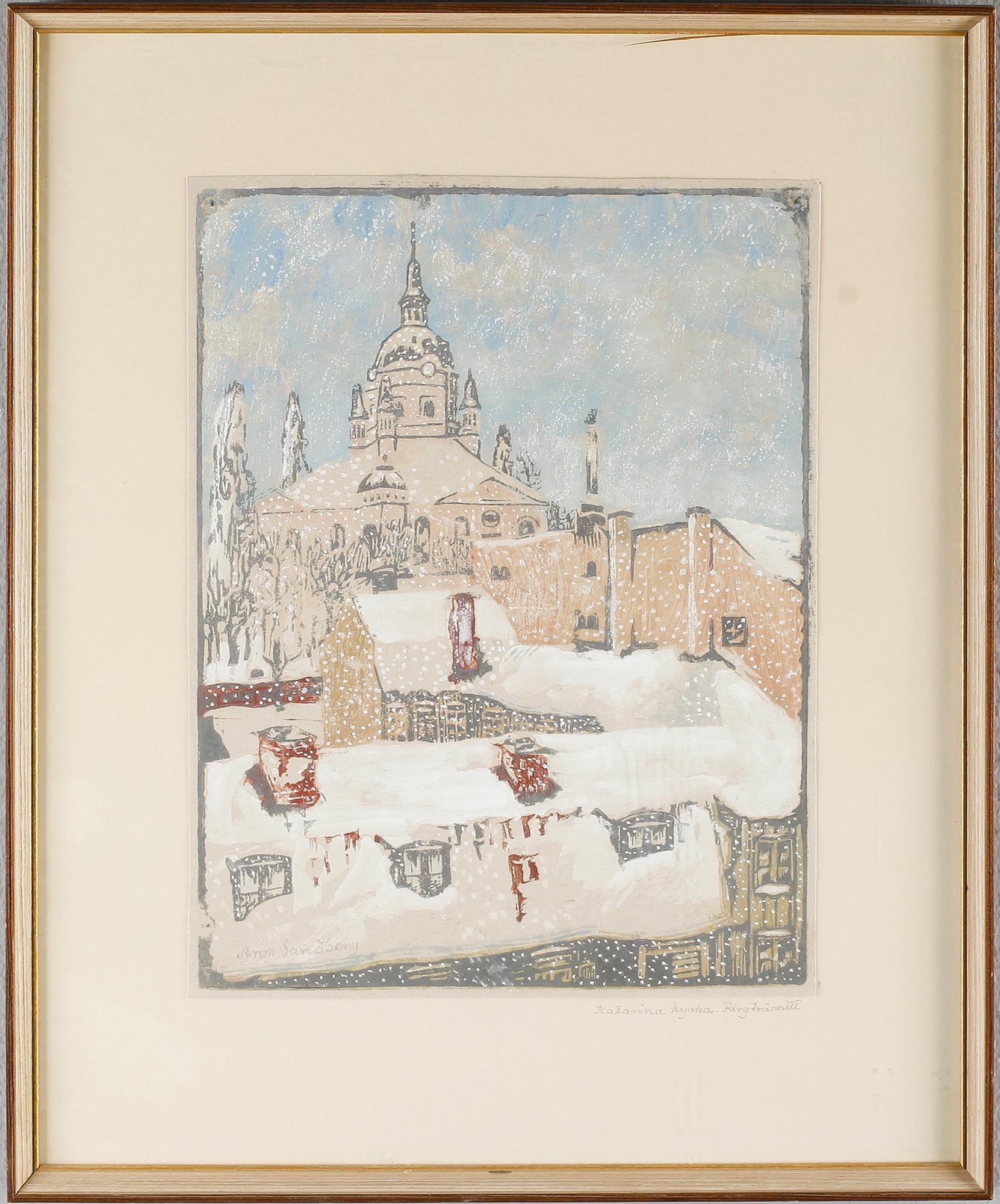 ARON SANDBERG, 8 st, färgträsnitt, signerade.