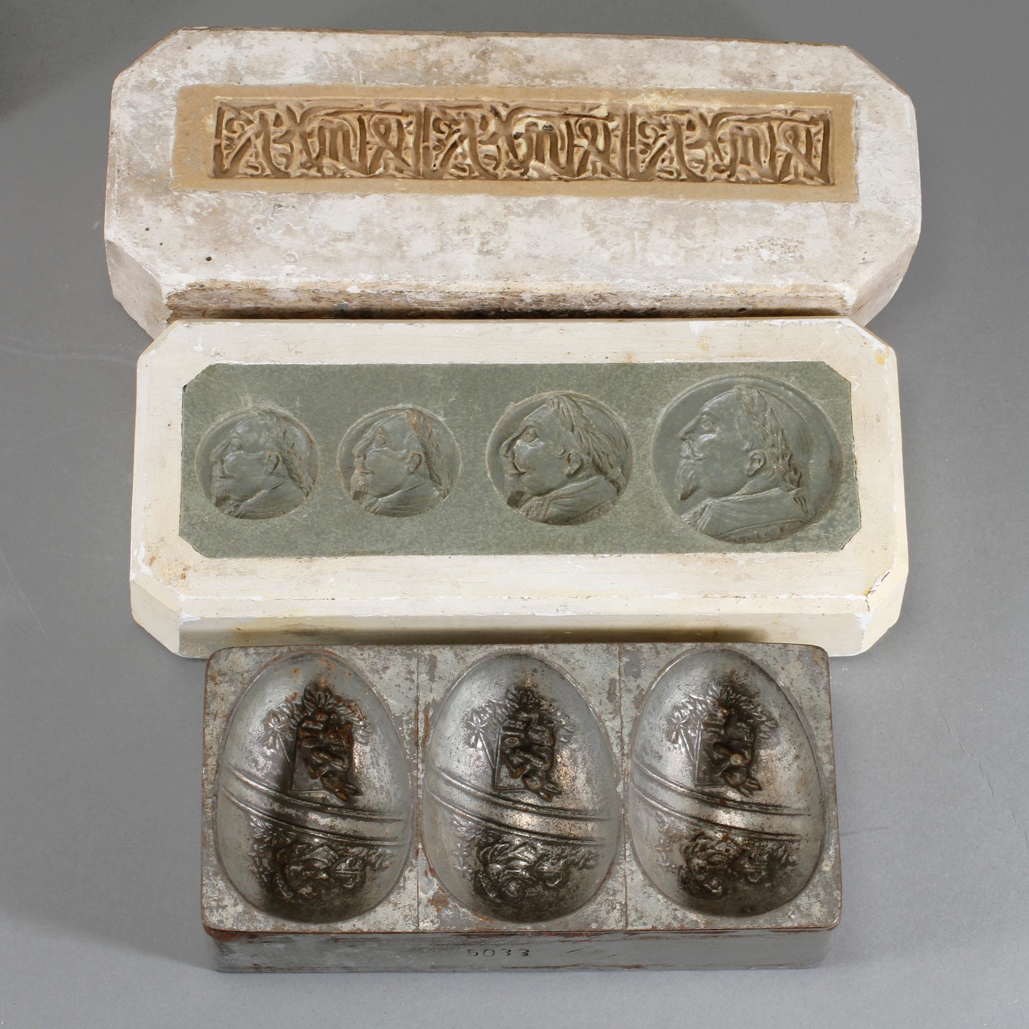 MARSIPAN-/CHOKLADFORMAR, 4 st, 1900-talets början.