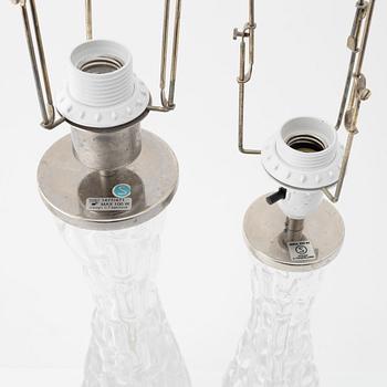Carl Fagerlund, two glass table lights, Orrefors.