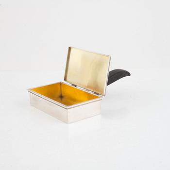 Atelier Borgila, ask med lock och handtag, sterlingsilver, Stockholm 1939.