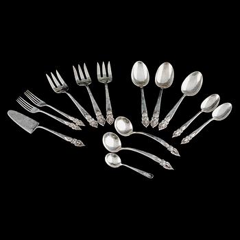 BESTICKSERVIS, 64 delar, silver, 1900-talets andra hälft, total vikt ca 1445 g.