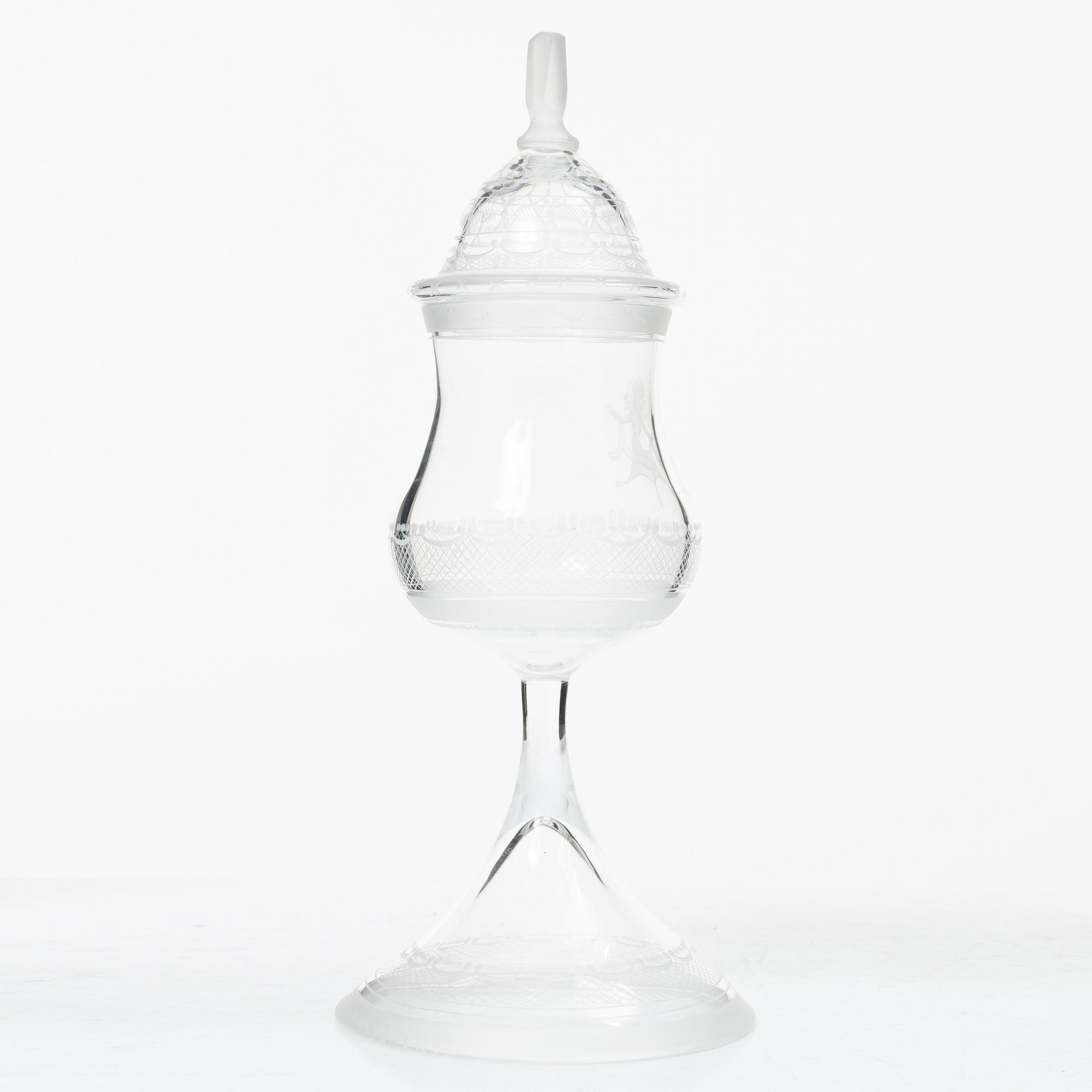 Simon Gate, goblet with lid, "Aurora", Orrefors, 250th anniversary, 1976.