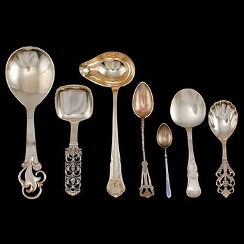 PARTI SKEDAR, 17 st, silver, 1800/1900-tal, vikt 375 g.