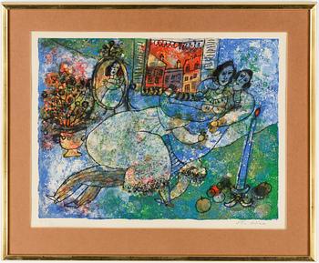 Theo Tobiasse · THEO TOBIASSE, färglitografi, ur mapp "The song of songs of King Salomon", provtryck 4/30.