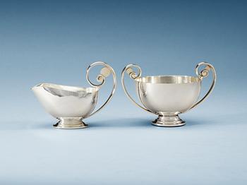 612. A Johan Rohde creamer and sugarbowl, Georg Jensen,