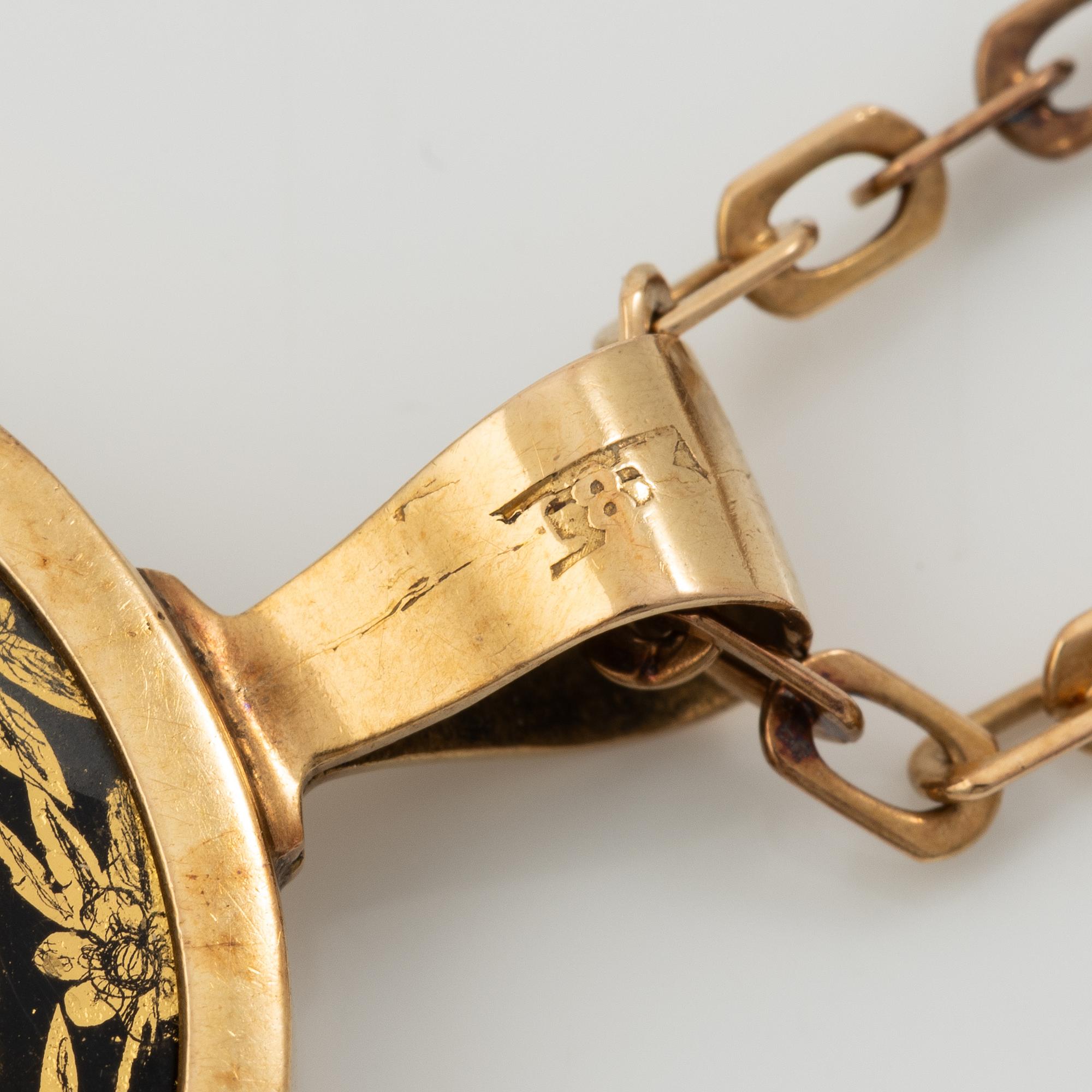 Collier 18K guld med siluettporträtt, 1800-tal.