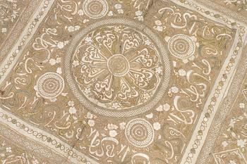 A silk and metal shawl. c. 105 x 99 cm, Turkey, first half of the 20th century.