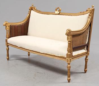 SALONGSGRUPP, 8 delar, Louis XVI-stil, 1900-talets första hälft.