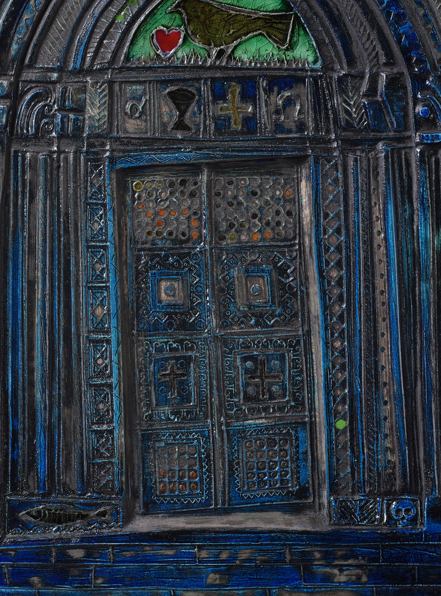 Rut Bryk, a ceramic relief from the "Siena" Cathedral, Finland ca 1953.