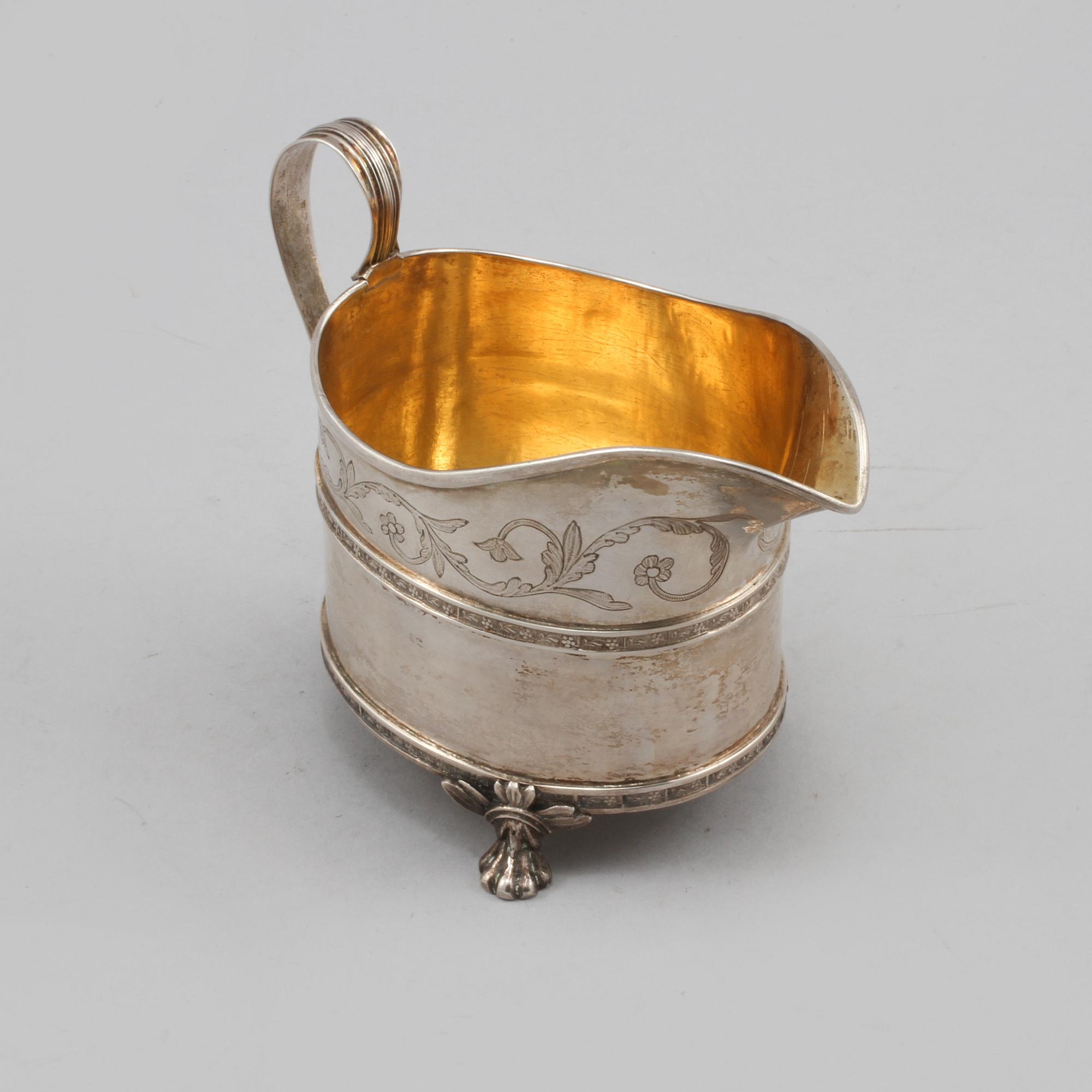 GRÄDDKANNA, silver, Erik Albrecht Körsner, Falun, empire, 1810, vikt 175 gram.