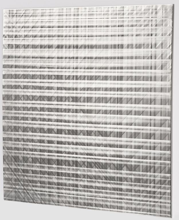 Sophie Tottie, "White Lines (steel drawing) rattan texture".