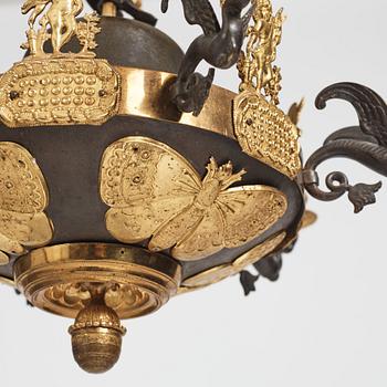 A Swedish late Empire mid 19th century six-light hanging-lamp.