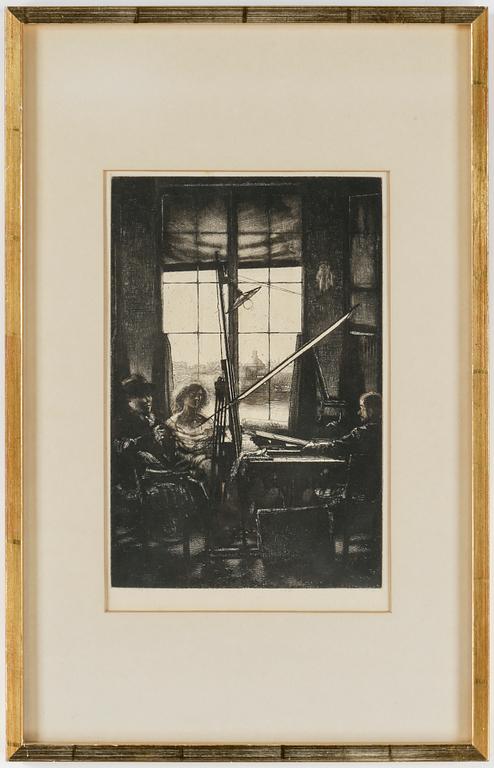 AXEL FRIDELL, etsning och torrnål, utförd 1932.