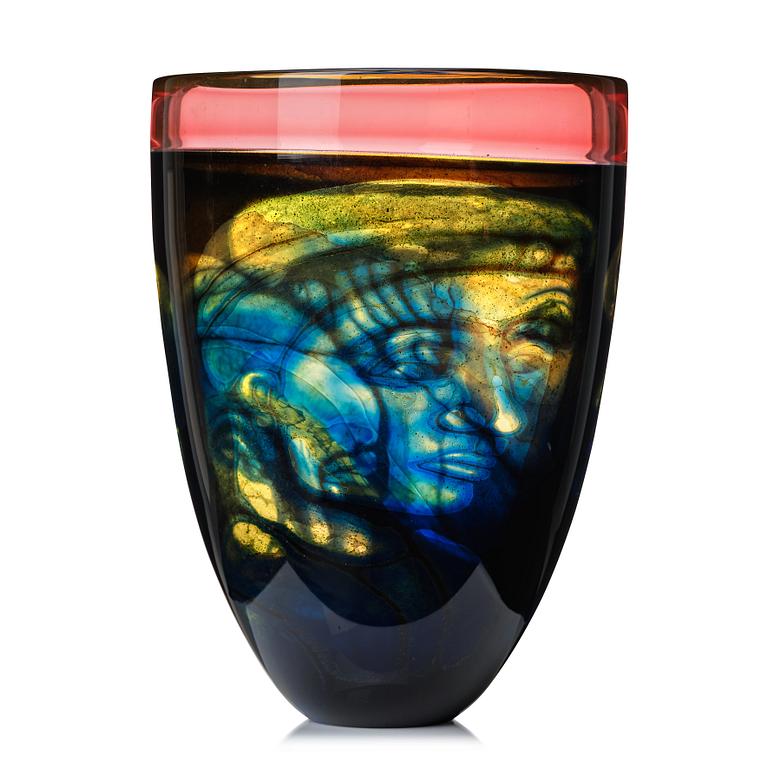 Eva Englund, a 'graal' glass vase, Orrefors, Sweden 1990.