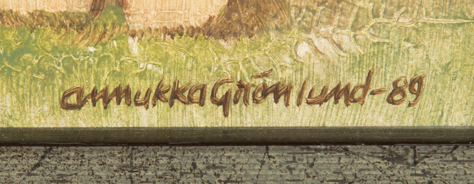 Annukka Grönlund, oil on board, signed and dated -89.