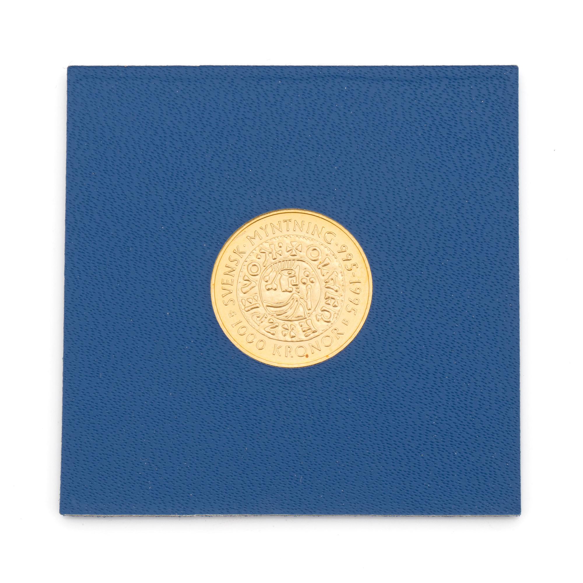 GULDMYNT, Carl XVI Gustaf, 1995, guld. Vikt ca 5,8 gram.