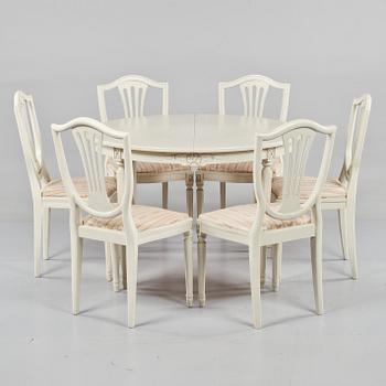 MATGRUPP, 7 delar, gustaviansk stil, 1900-talets andra hälft.