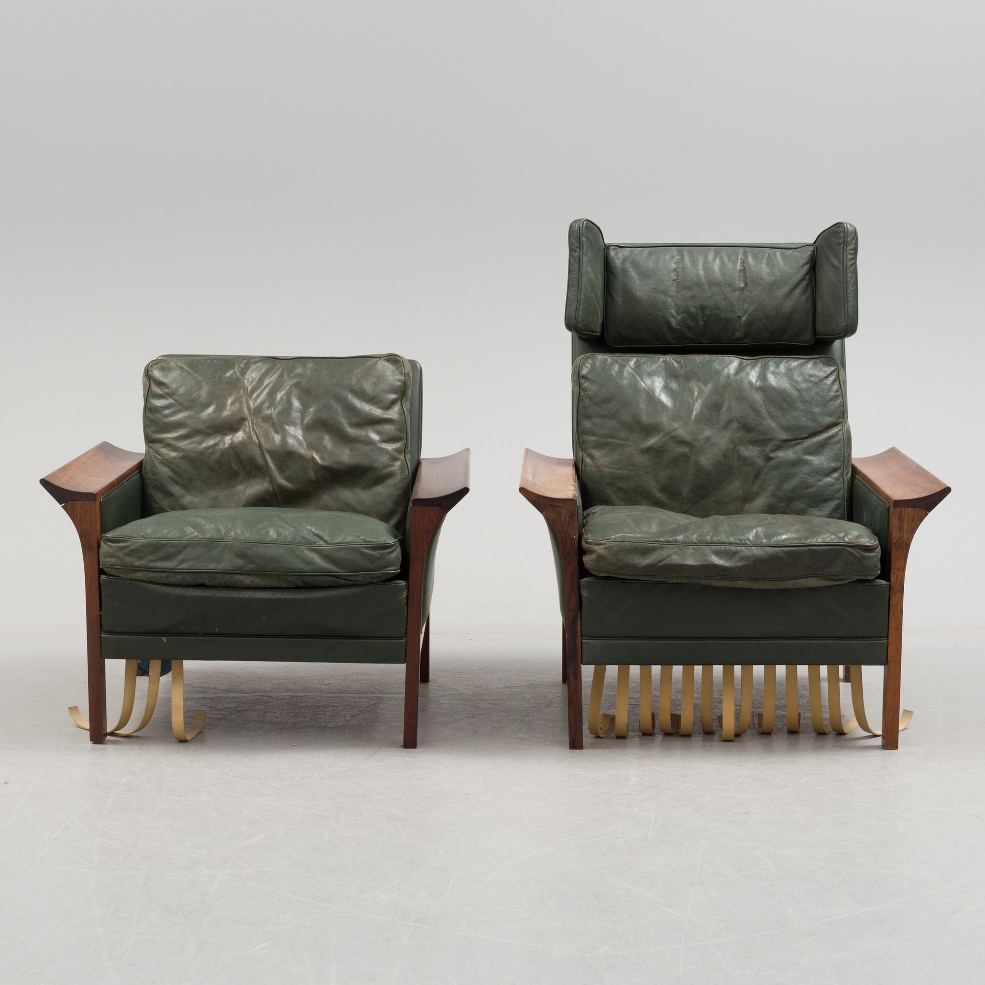 A 1960's Danish sofa, with 2 easy chairs and 2 tables by Glostrup.