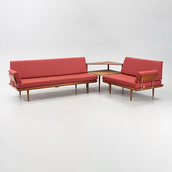 Peter Hvidt & Orla Mølgaard Nielsen, a three piece teak furniture suite, 'Minerva', France & Son, Denmark, 1950's/60's.