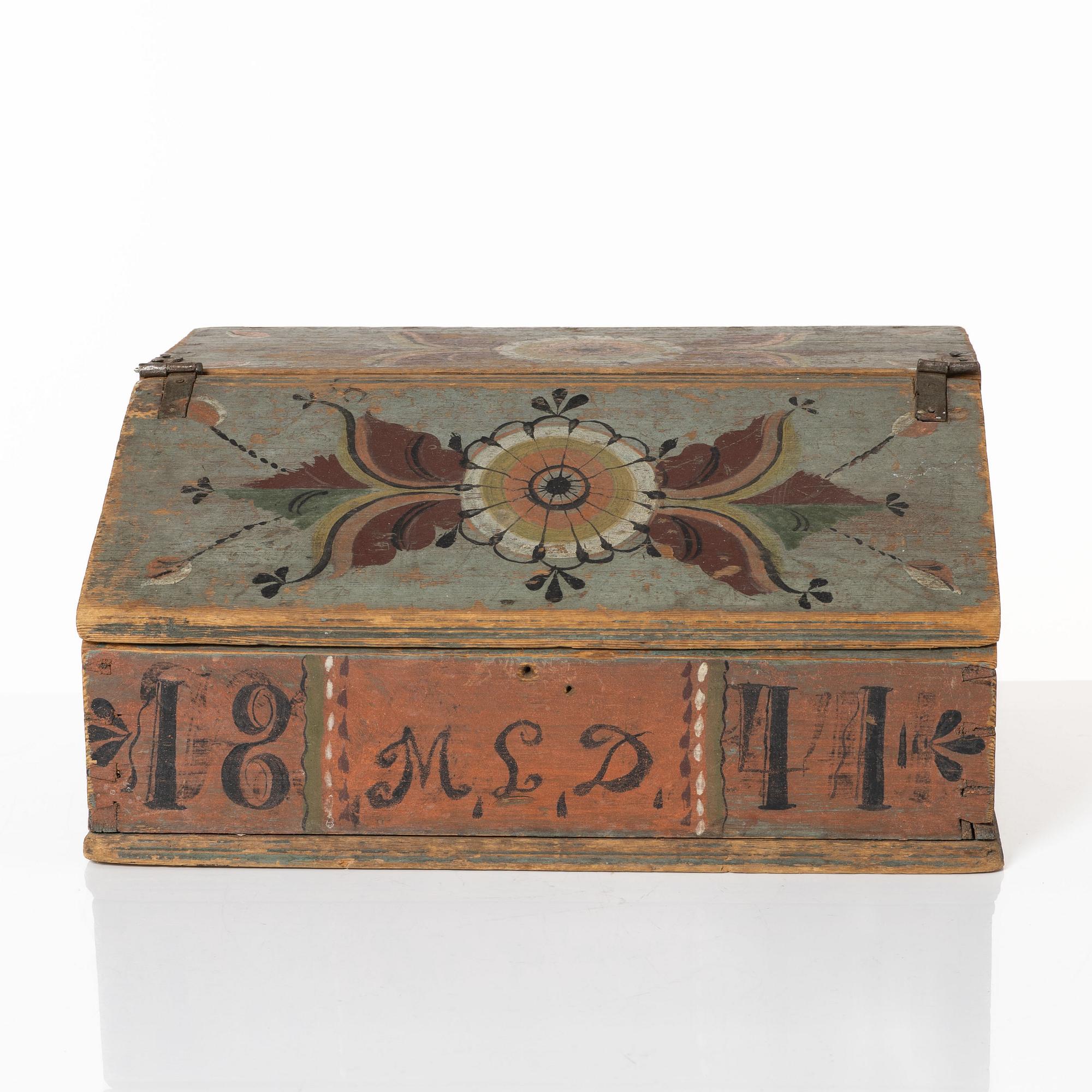 A Swedish painted box, 19th Century.