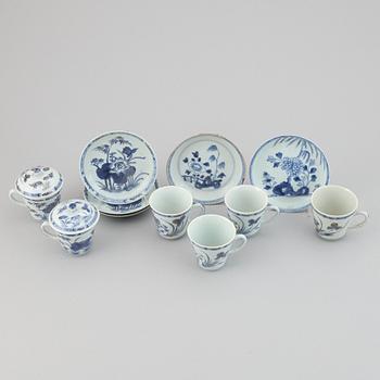 A group of sex cups, two covers and five dishes, Qing dynasty, 18th Century.