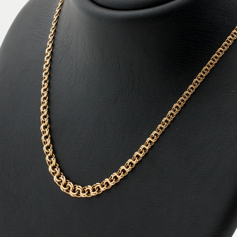 HALSKEDJA 18K guld bismarck-länk, doserad,  Köping 1961.