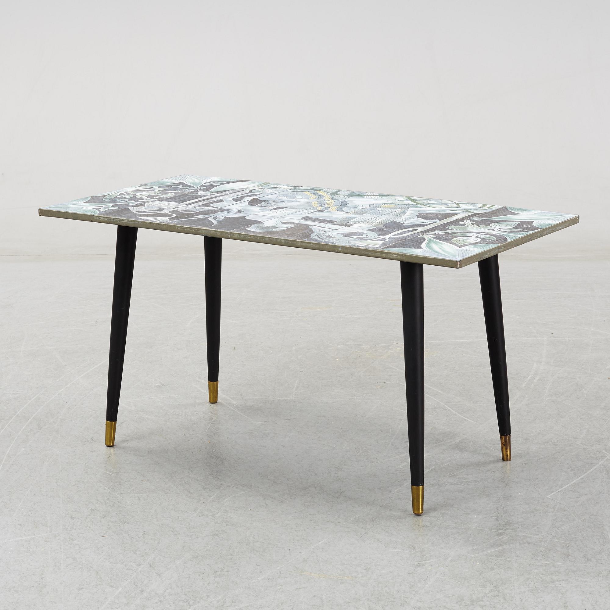 Marian Zawadzki, a ceramic tile table, Tilgmans, signed MZ and dated 58.