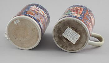 MUGGAR, 2 st, porslin, Kina, 1700-tal.