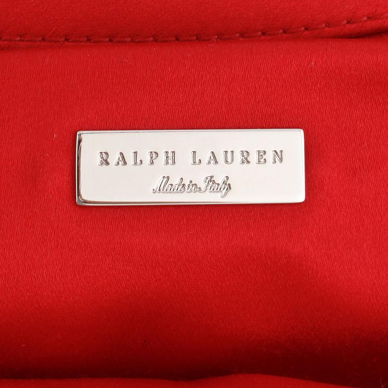 RALPH LAUREN, a red silk evening clutch.