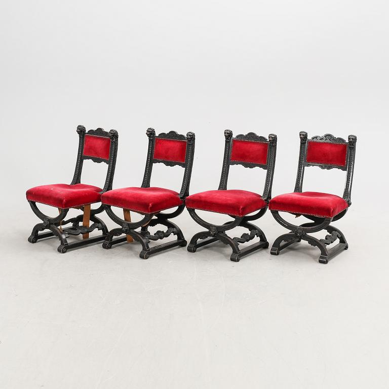 A set of four Renaissance chairs around 1900.