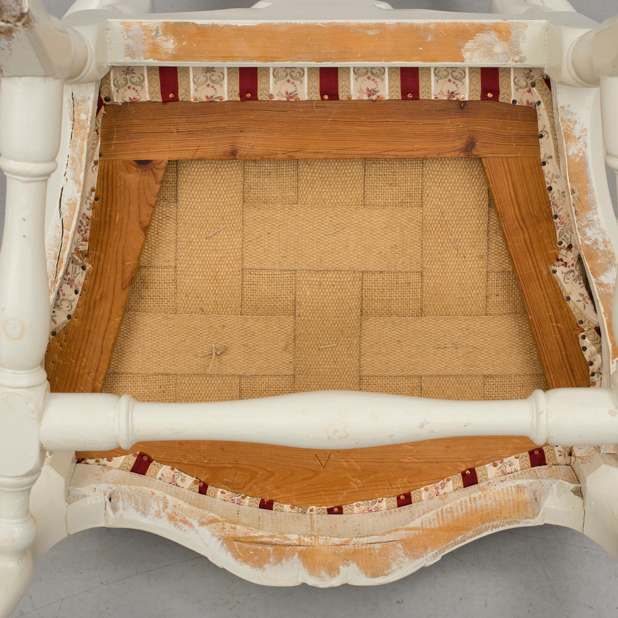 KARMSTOLAR, ett par, rokokostil, 1900-tal.